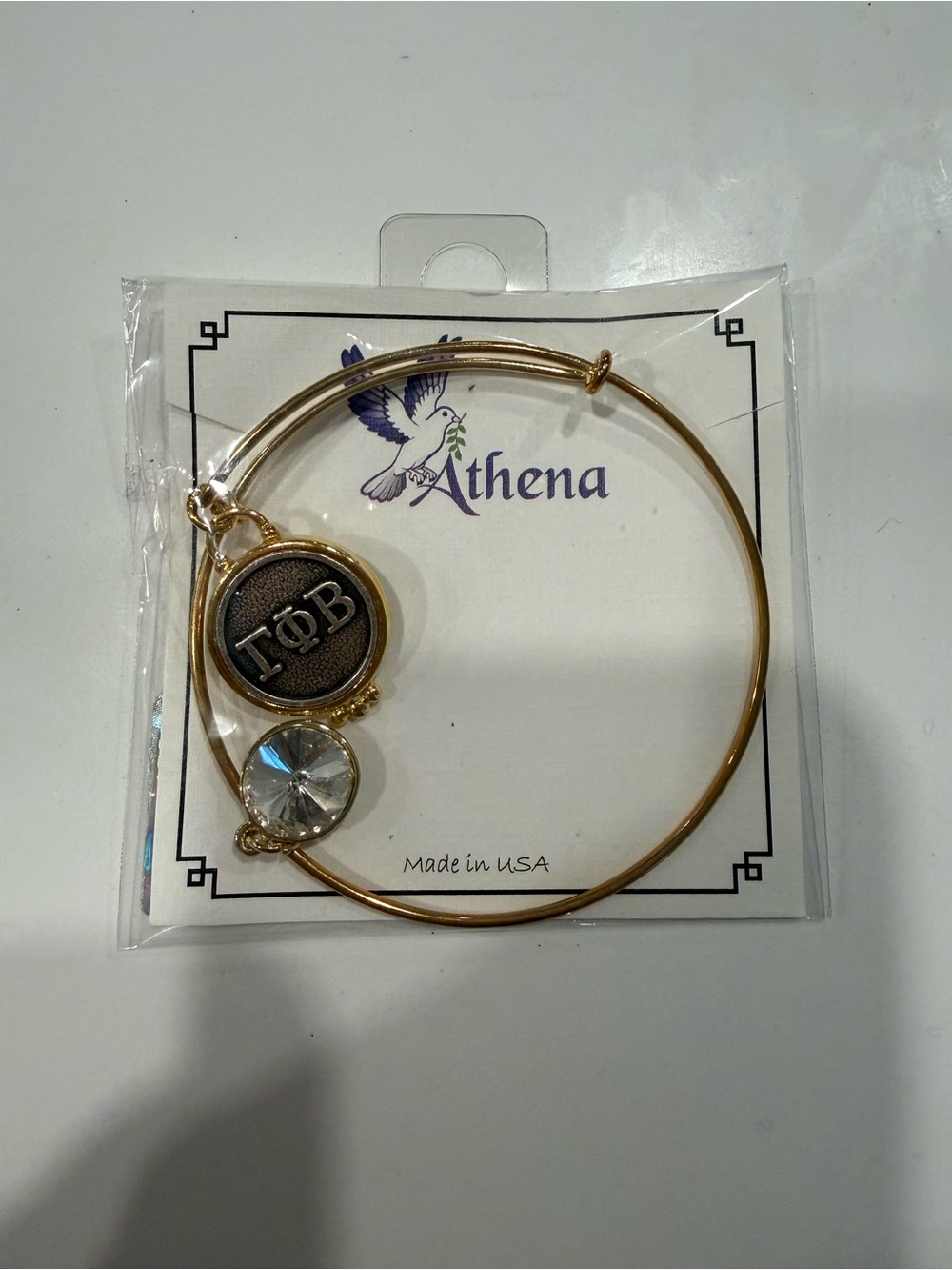 Gamma Phi Beta ΓΦΒ Sorority Gold Bangle Bracelet NEW Athena